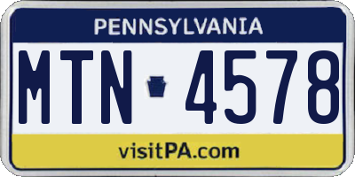 PA license plate MTN4578