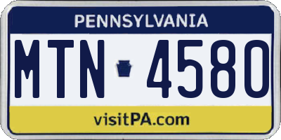 PA license plate MTN4580