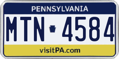 PA license plate MTN4584