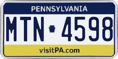 PA license plate MTN4598