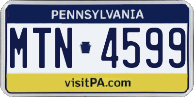 PA license plate MTN4599