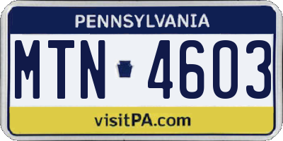 PA license plate MTN4603