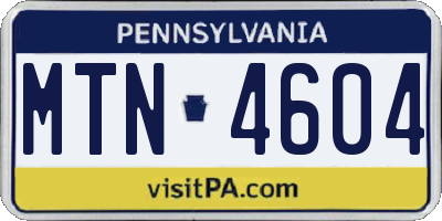 PA license plate MTN4604