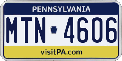 PA license plate MTN4606