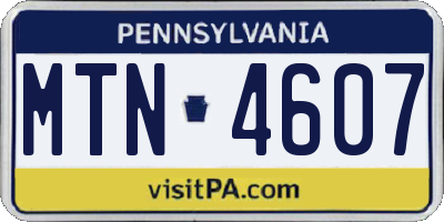 PA license plate MTN4607