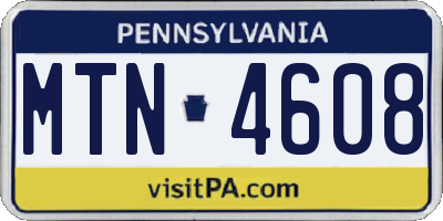 PA license plate MTN4608