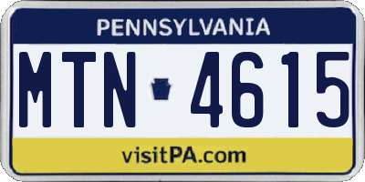 PA license plate MTN4615
