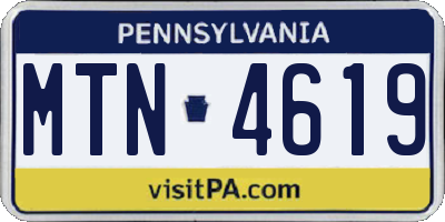 PA license plate MTN4619