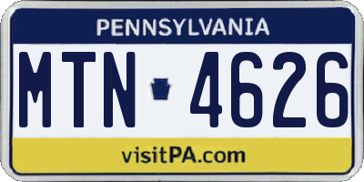 PA license plate MTN4626