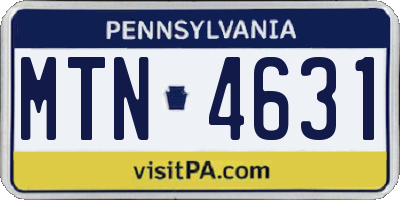 PA license plate MTN4631