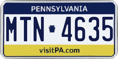 PA license plate MTN4635