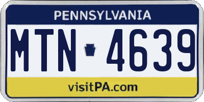 PA license plate MTN4639