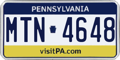 PA license plate MTN4648