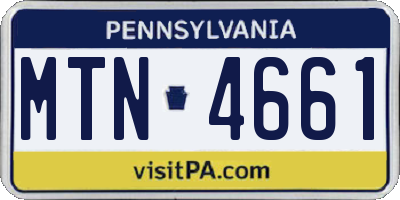 PA license plate MTN4661