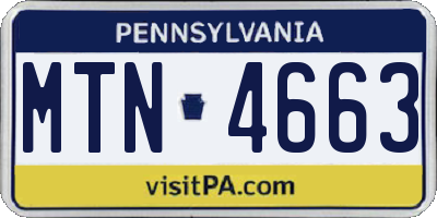 PA license plate MTN4663