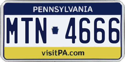 PA license plate MTN4666