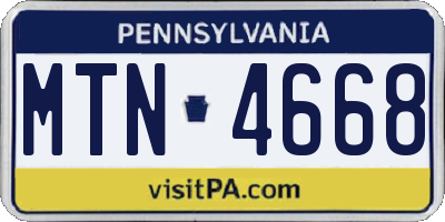 PA license plate MTN4668