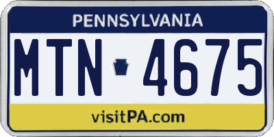 PA license plate MTN4675