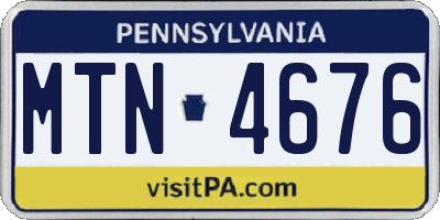 PA license plate MTN4676