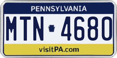 PA license plate MTN4680