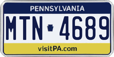 PA license plate MTN4689