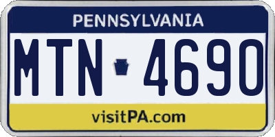 PA license plate MTN4690