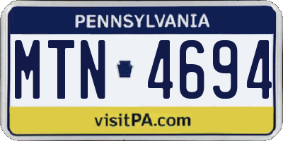 PA license plate MTN4694