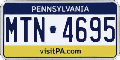 PA license plate MTN4695