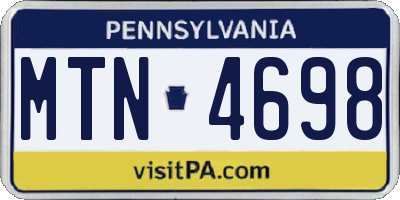 PA license plate MTN4698