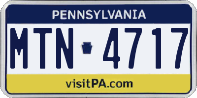 PA license plate MTN4717