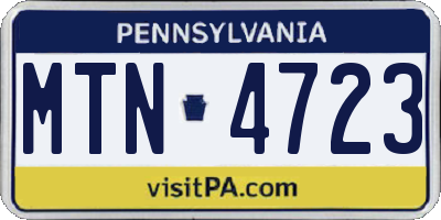 PA license plate MTN4723