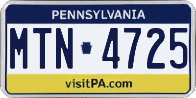 PA license plate MTN4725