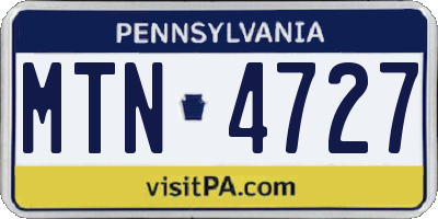 PA license plate MTN4727