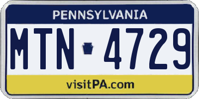 PA license plate MTN4729