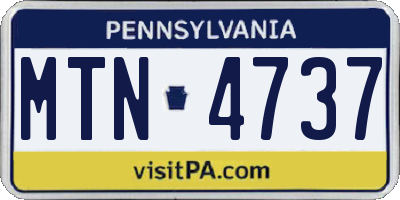 PA license plate MTN4737
