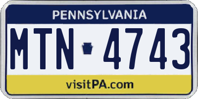 PA license plate MTN4743