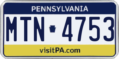 PA license plate MTN4753