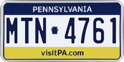 PA license plate MTN4761