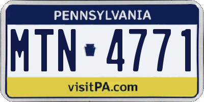 PA license plate MTN4771