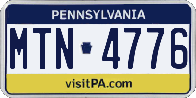 PA license plate MTN4776