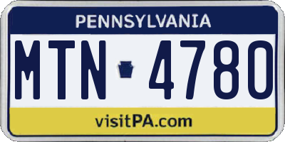 PA license plate MTN4780