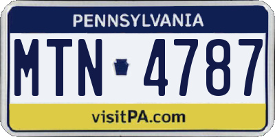 PA license plate MTN4787