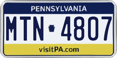 PA license plate MTN4807