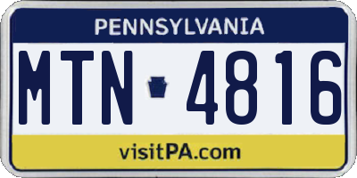 PA license plate MTN4816