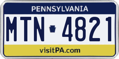 PA license plate MTN4821