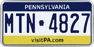 PA license plate MTN4827
