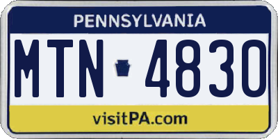 PA license plate MTN4830