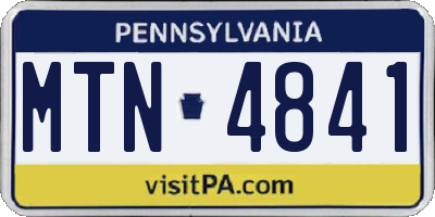 PA license plate MTN4841