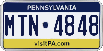 PA license plate MTN4848
