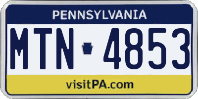 PA license plate MTN4853